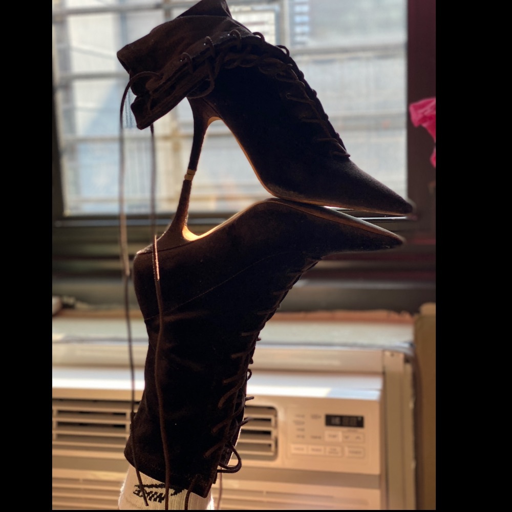 Yeezy Season 5 Velvet lace up boots.